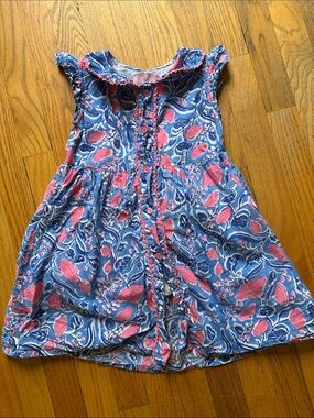 Smockingbird Blue and Pink Floral Button-Front Sundress